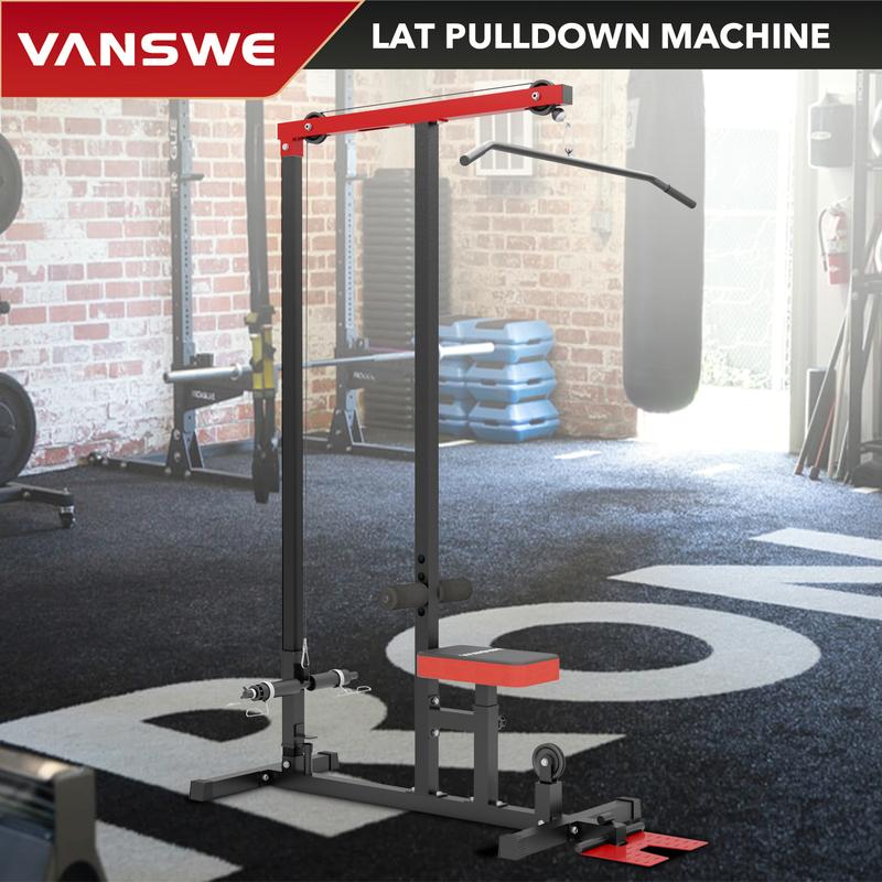 LAT Pulldown Machine Low Row Cable Pull Down Machine with Removable Steel Flip-up Foot Plate