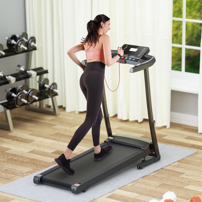 Treadmills - 2.5 HP hydraulic folding removable treadmill with 3-speed incline adjustment, 12 preset programs, 3 countdown modes, heart rate, bluetooth and more, suitable for home and gym use