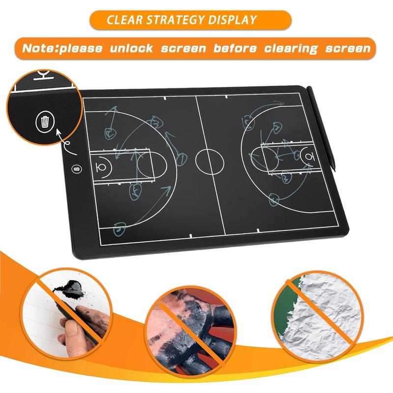 16 Inch Electronic LCD Basketball Coaching Board,Digital Strategy Marker Board with Pen for Basketball Game,Training,Teaching ZEMBSOYA